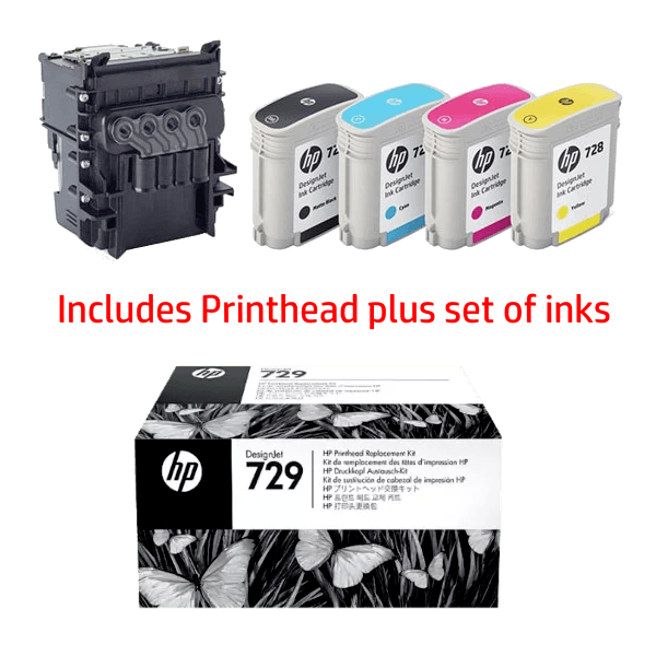 Genuine HP 729 F9J81A Designjet Printhead (includes set of inks)