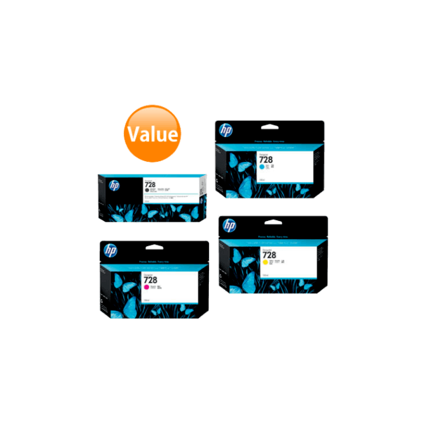 Genuine HP 728 130ml & 300ml Ink Cartridge Value Pack
