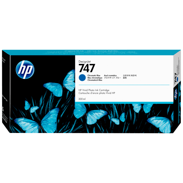 Genuine HP 747 P2V85A Chromatic Blue Ink 300ml