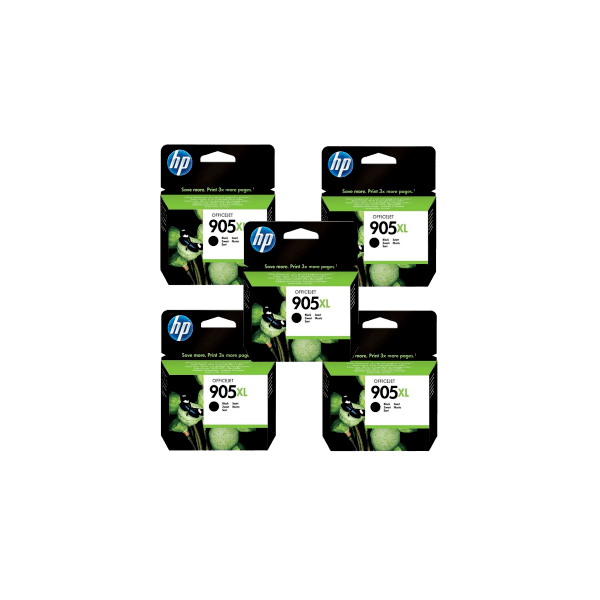 Genuine HP 905XL Black Ink High Yield T6M17AA 5 PACK