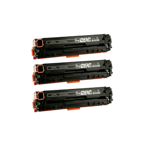 Compatible HP 128a Black Toner Cartridge CE320A 3 PACK Compatible HP 128a Black Toner Cartridge CE320A 3 PACK