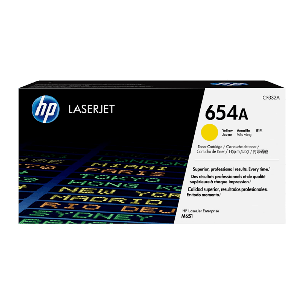 Genuine HP 654A Yellow Toner Cartridge CF332A