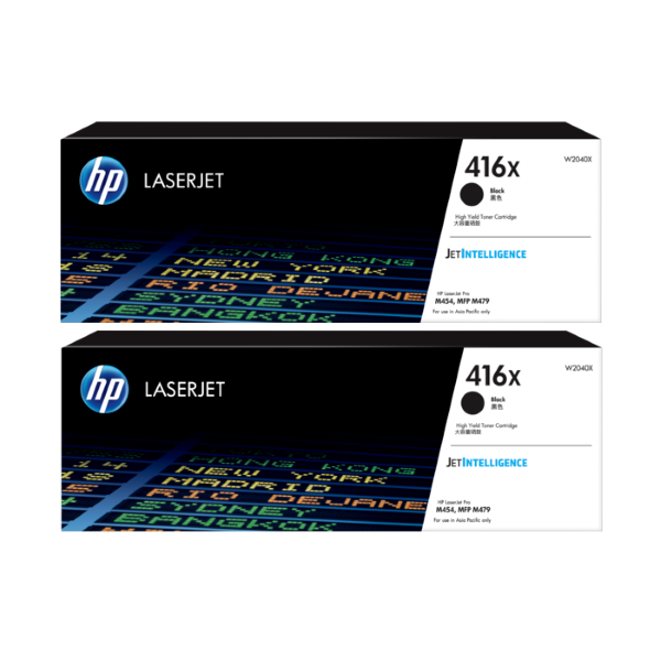 Genuine HP 416X Black Toner High Yield 2 PACK W2040X