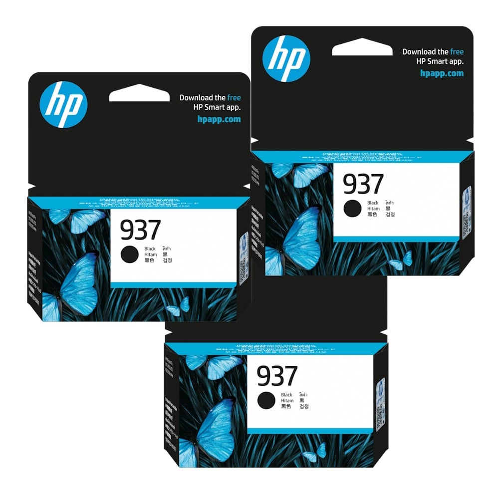 Genuine HP 937 Black Ink Cartridge 3 PACK 4S6W5NA