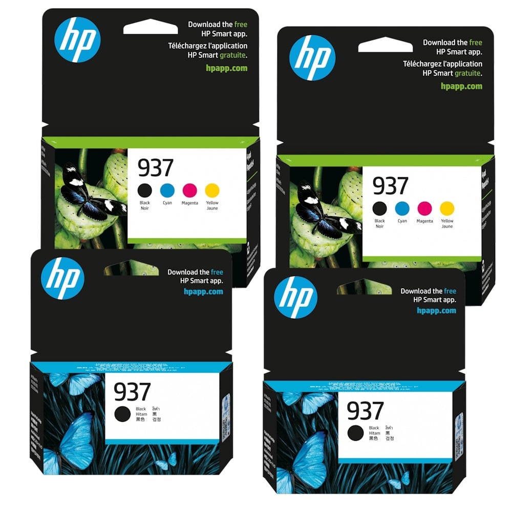 Genuine HP 937 Ink Cartridge Double Combo Value Pack PLUS 2 EXTRA BLACKS