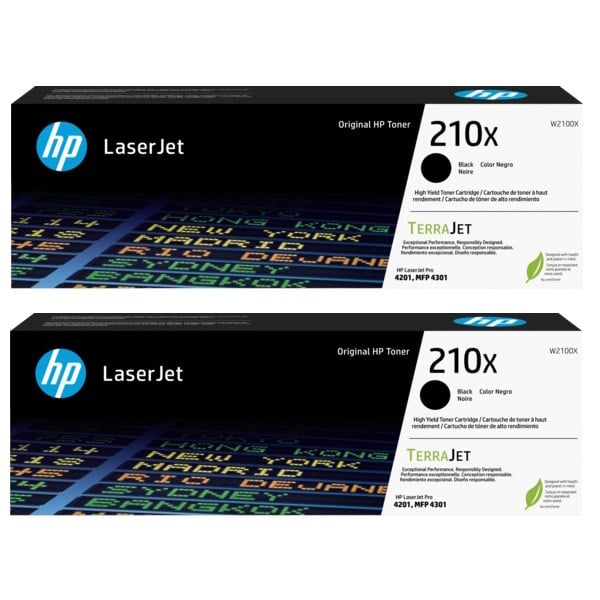 Genuine HP 210X High Yield Black Toner 2 PACK W2100X