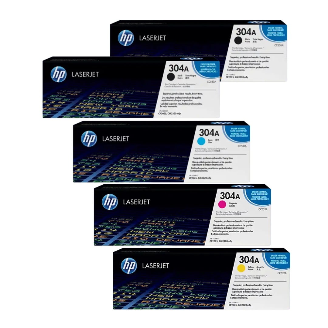 Genuine HP 304A Toner Cartridge Value Pack (includes twin black) Genuine HP 304A Toner Cartridge Value Pack (includes twin black)