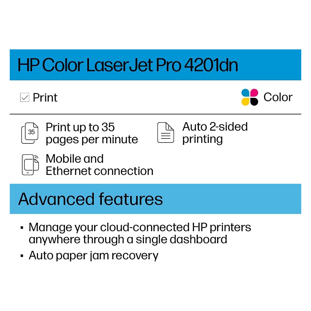 HP Colour LaserJet Pro 4201dn Colour Laser Printer 4RA85F