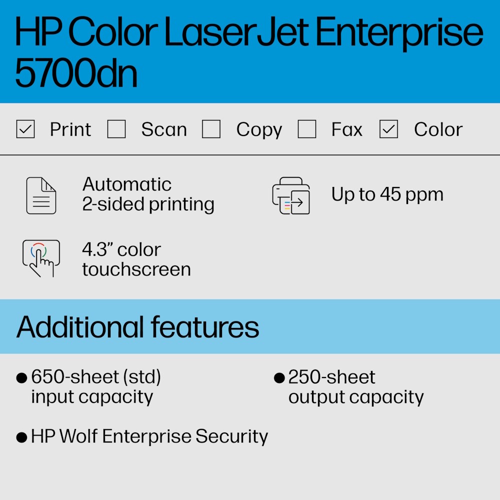 HP Color LaserJet Enterprise 5700dn Printer 6QN28A