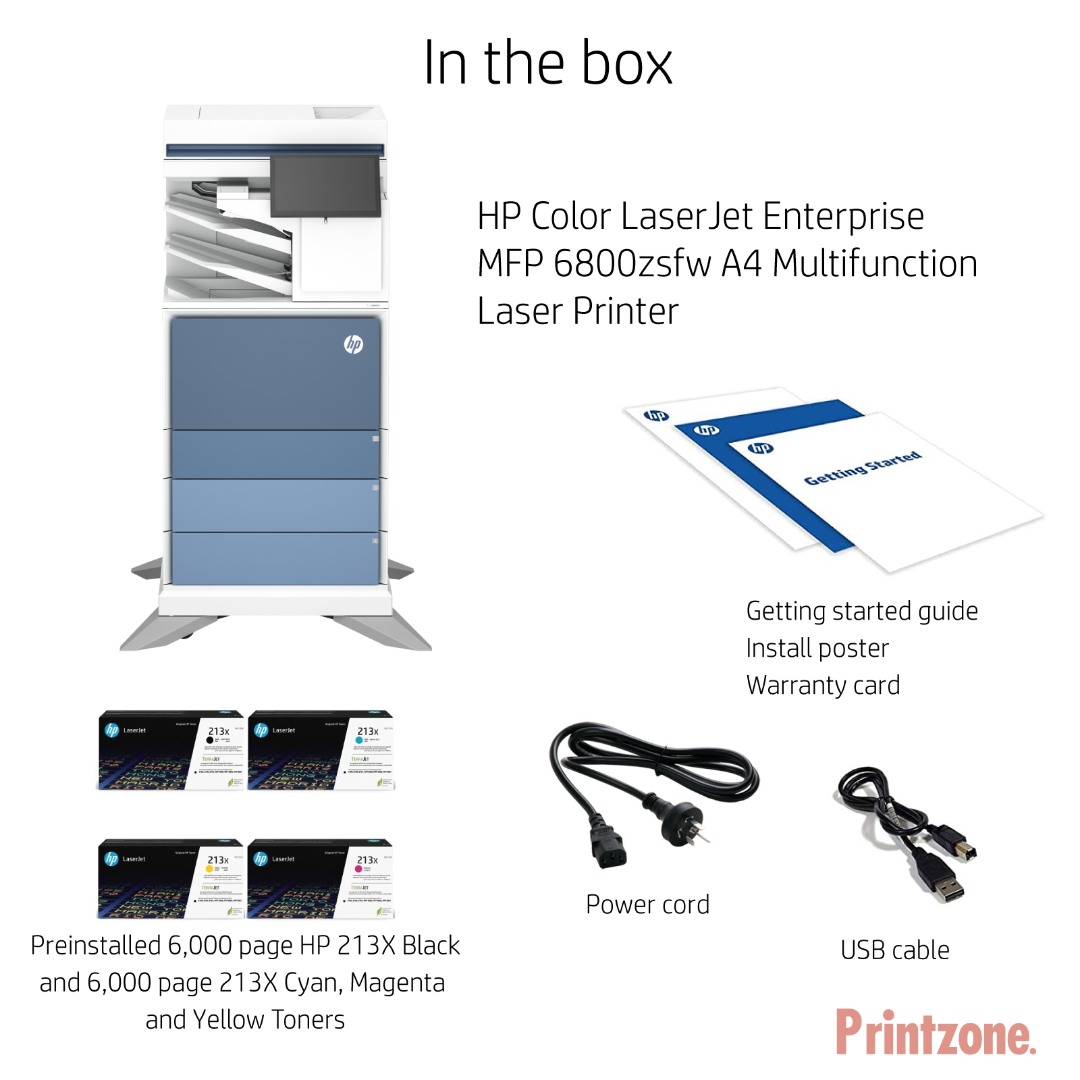 HP Color LaserJet Enterprise Flow MFP 6800zfsw Multifunction Printer 6QN37A