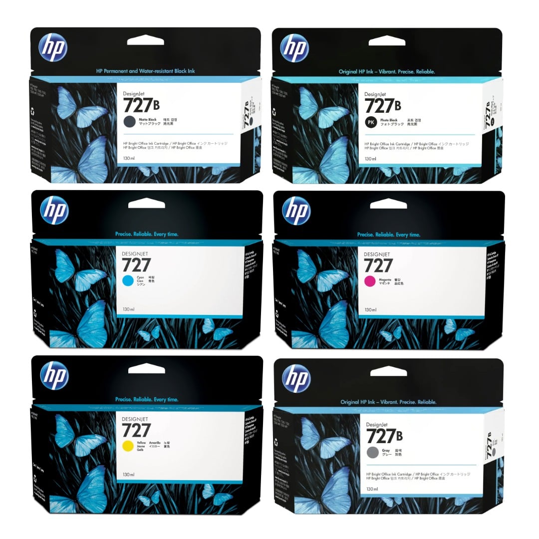 Genuine HP 727 / 727b Ink Cartridge Combo Value Pack 130ml