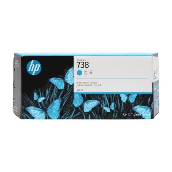 Genuine HP 738 676M6A Cyan Ink High Yield 300ml