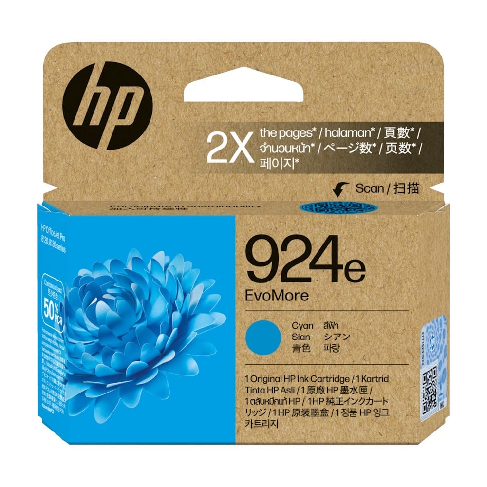 Genuine HP 924e EvoMore Cyan High Yield Ink Cartridge 4K0U7NA