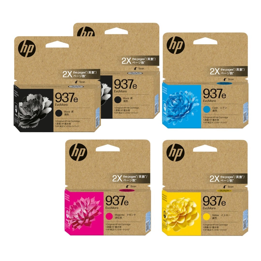 Genuine HP 937e EvoMore High Yield Ink Cartridge Combo Value Pack PLUS EXTRA BLACK