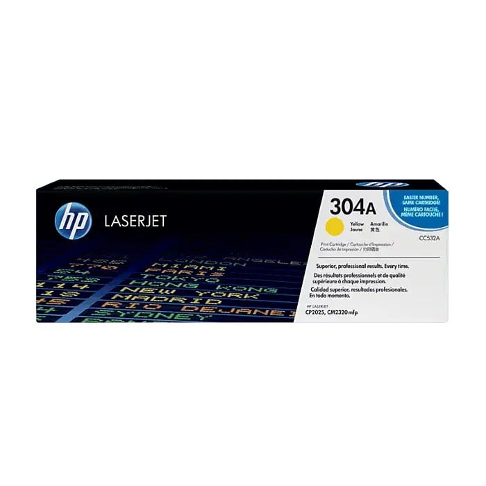 Genuine HP 304A Yellow Toner Cartridge CC532A Genuine HP 304A Yellow Toner Cartridge CC532A