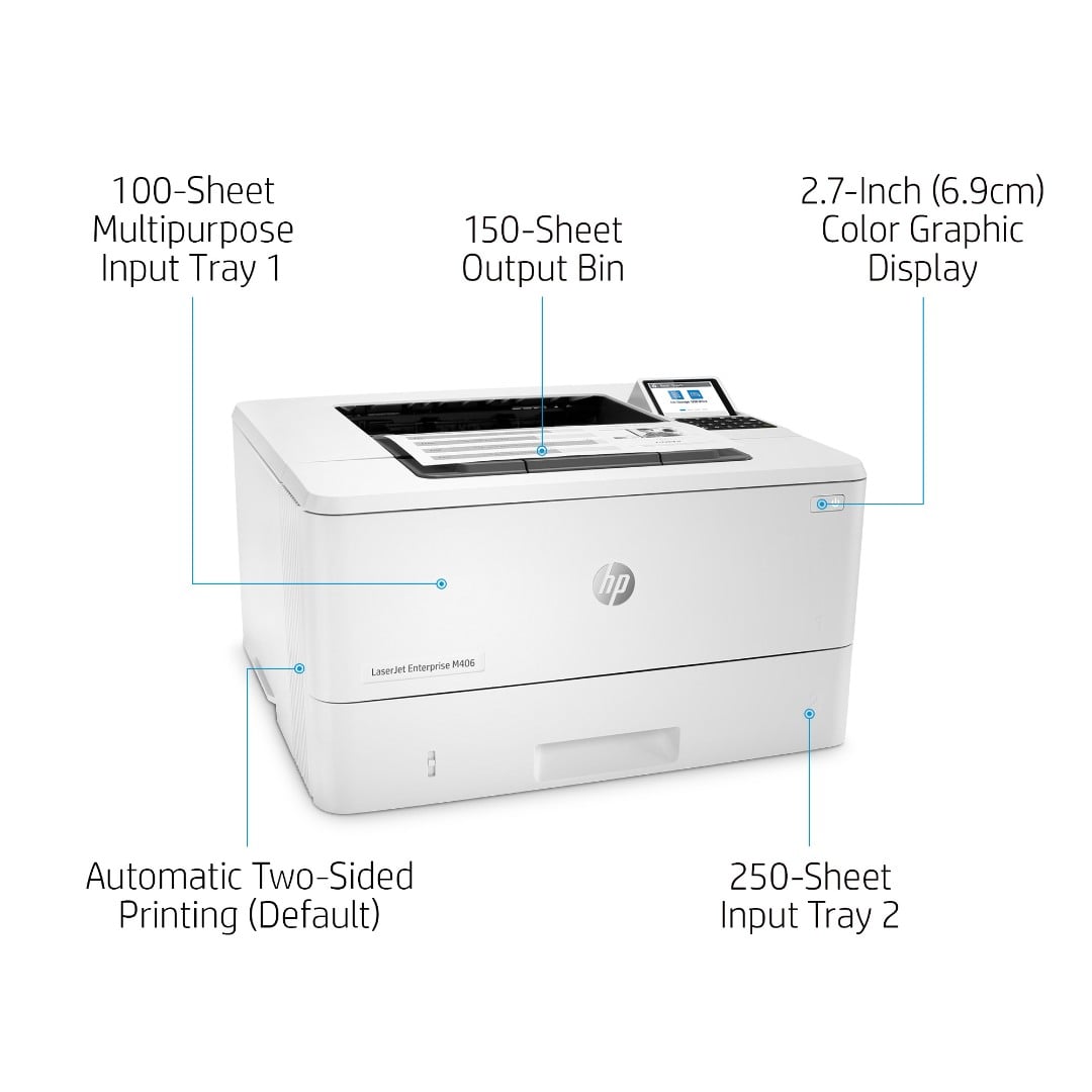 HP LaserJet Enterprise M406dn Mono Laser Printer 3PZ15A