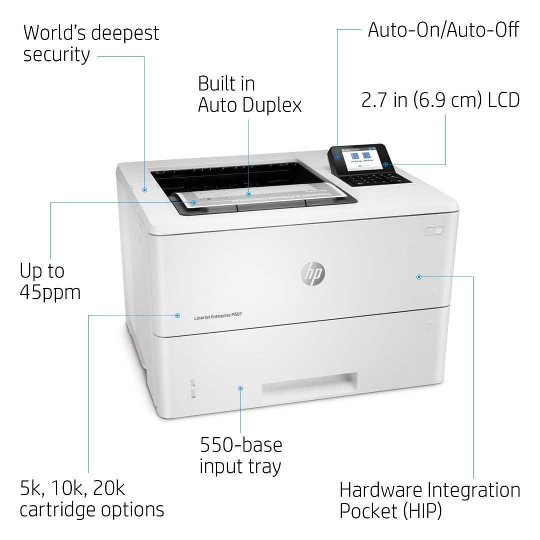 HP LaserJet Enterprise M507dn Mono Laser Printer 1PV87A
