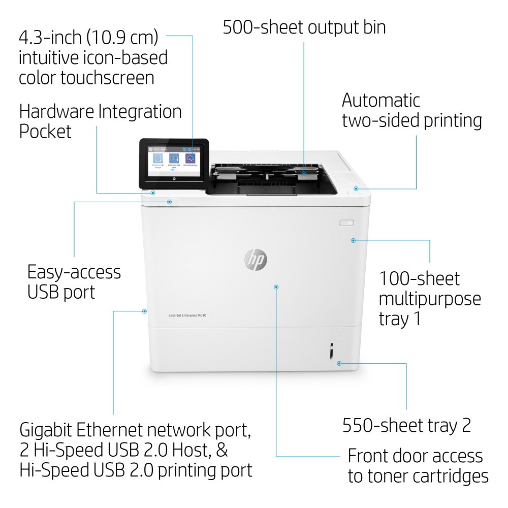 HP LaserJet Enterprise M610dn Mono Laser Printer 7PS82A
