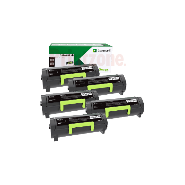 Genuine Lexmark 56F6X0E Extra High Yield Toner 5 PACK
