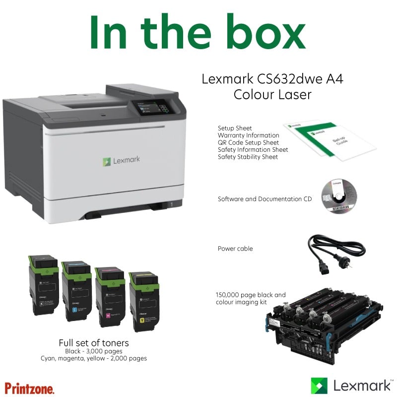 Lexmark CS632dwe A4 Colour Laser Printer - Duplex, Wireless, 40ppm