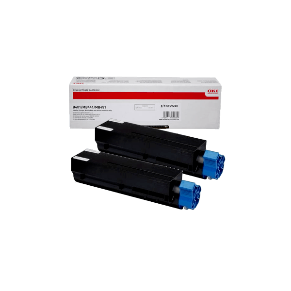 Genuine OKI B401 MB451 High Yield Toner 2 PACK Genuine OKI B401 MB451 High Yield Toner 2 PACK