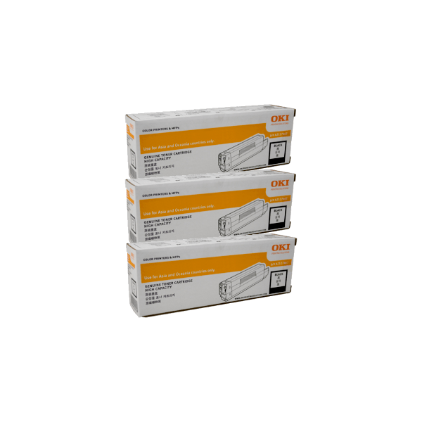 Genuine Oki C532 MC563 MC573 Black Toner 3 PACK