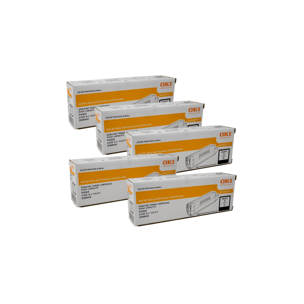 Genuine Oki C532 MC563 MC573 Black Toner 5 PACK