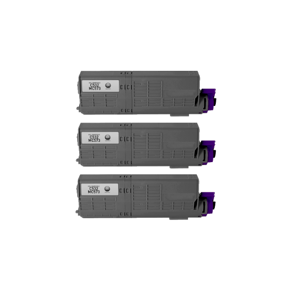 Compatible Oki C532 MC563 MC573 Black Toner 3 PACK