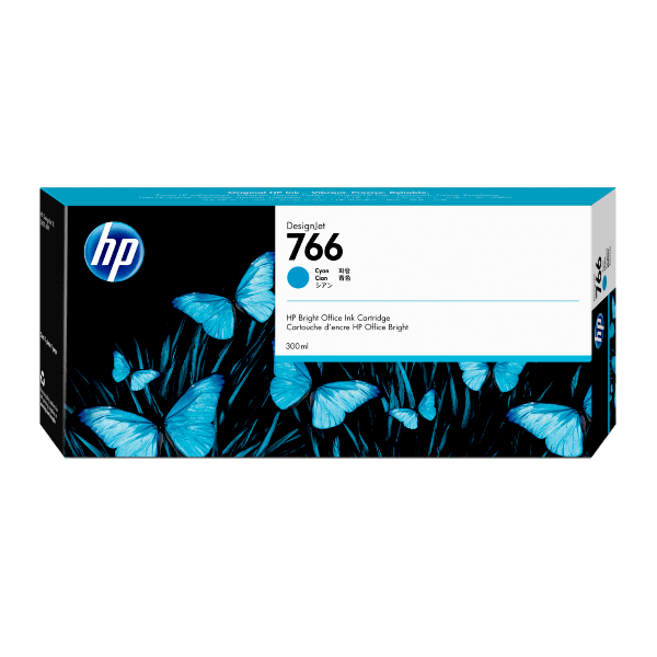 Genuine HP 766 P2V89A Cyan 300ml Ink