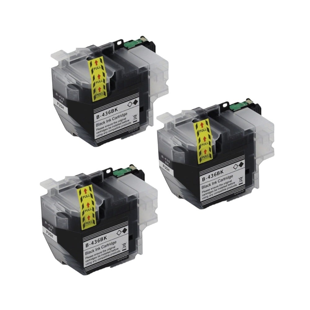 Compatible Brother LC436BK Black Ink Cartridge 3 PACK