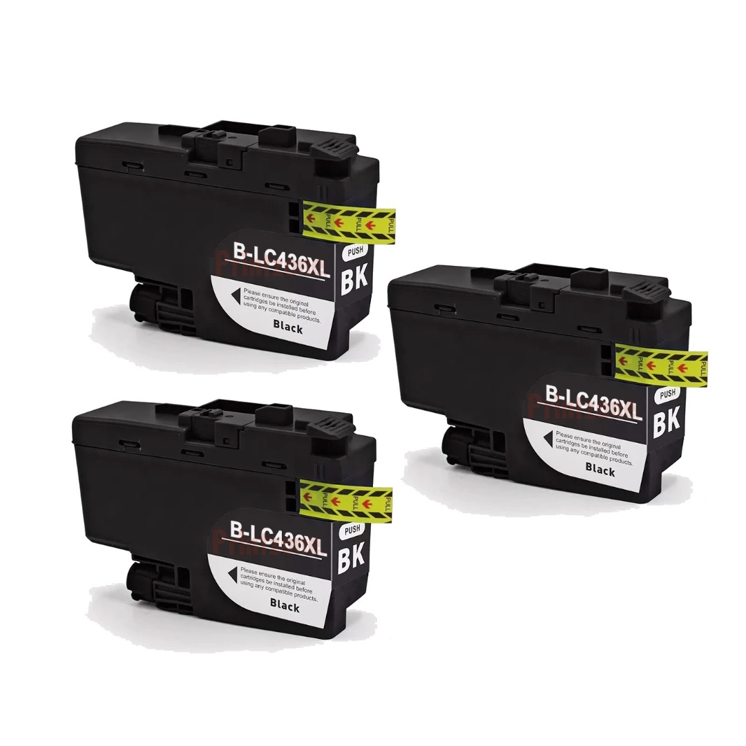 Compatible Brother LC436XLBK High Yield Black Ink Cartridge 3 PACK
