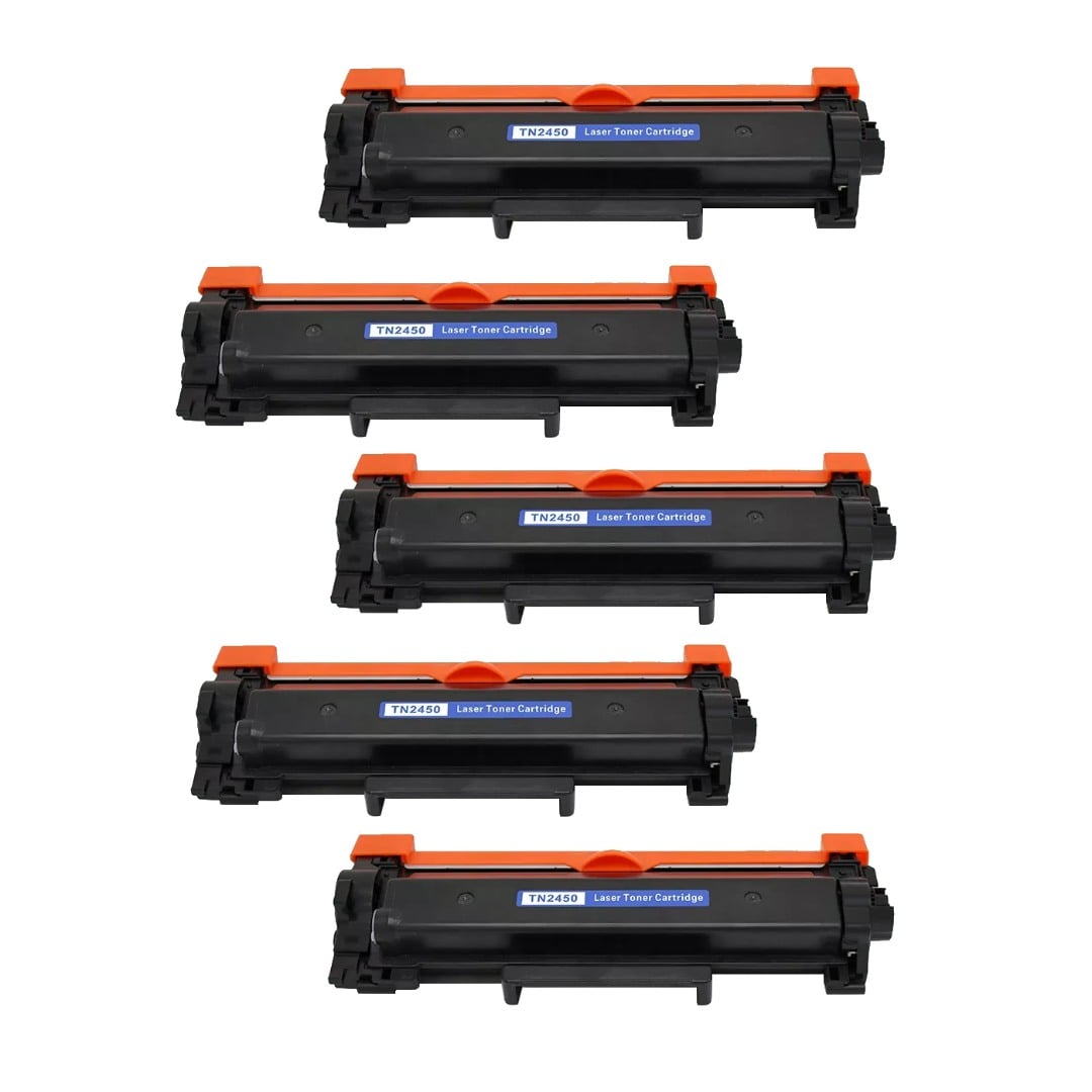 Compatible Brother TN2450 Toner Cartridge High Yield 5 PACK Compatible Brother TN2450 Toner Cartridge High Yield 5 PACK