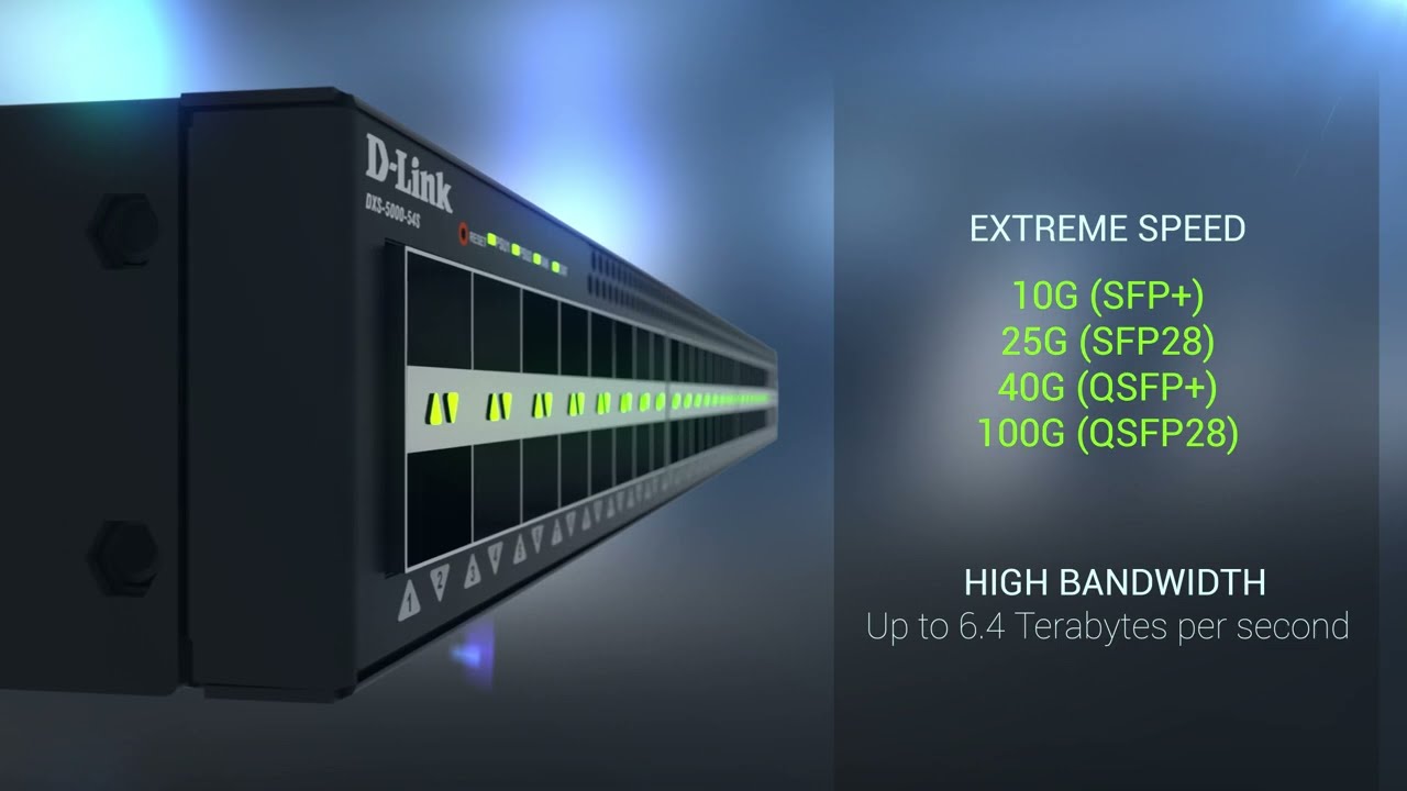 D-Link 54-Port DataCentre Switch with 48 SFP28 Ports & 6 QSFP28 Ports DQS-5000-54SQ28 Video